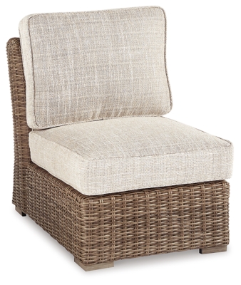 Beachcroft Outdoor Armless Chair with Nuvella Cushion, Beige