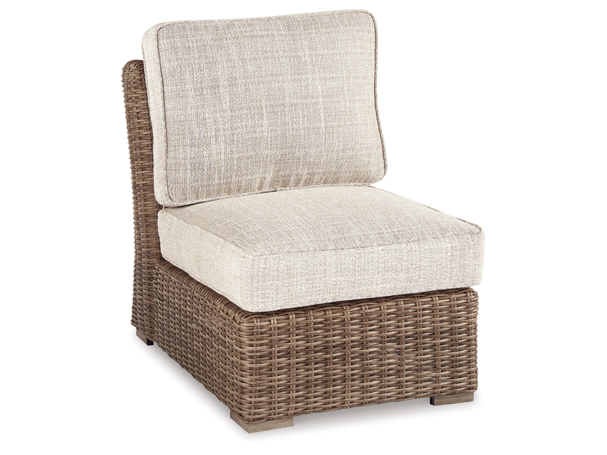 Beachcroft Outdoor Armless Chair with Cushion - White/Beige