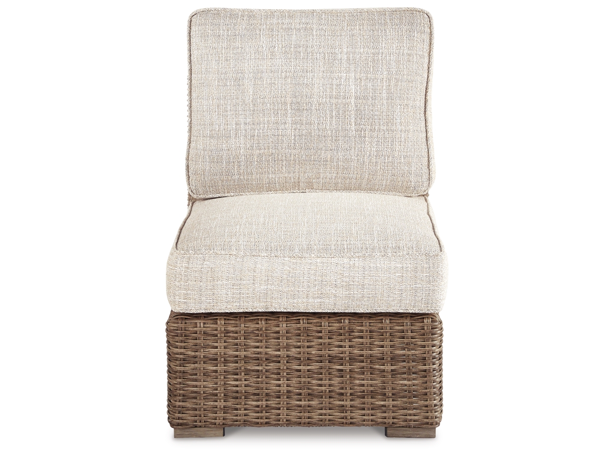Beachcroft Outdoor Armless Chair with Cushion - White/Beige Beachcroft Outdoor Armless Chair with Cushion - White/Beige