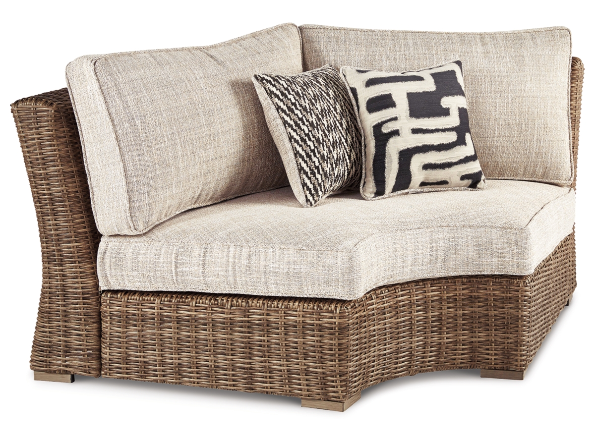 Beachcroft Outdoor Corner Chair with Cushion - White/Beige