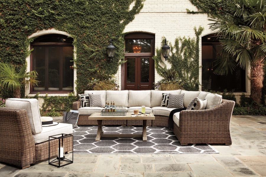 Beachcroft 3-Piece Outdoor Sectional with Coffee Table and 2 End Tables - image 1