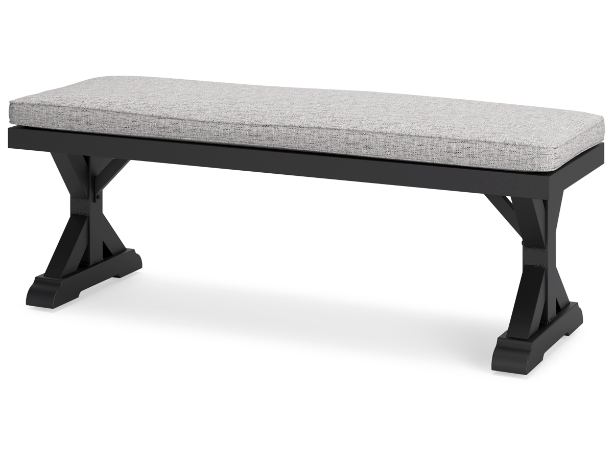 Beachcroft Outdoor Bench with Cushion - Black/Light Gray Beachcroft Outdoor Bench with Cushion - Black/Light Gray