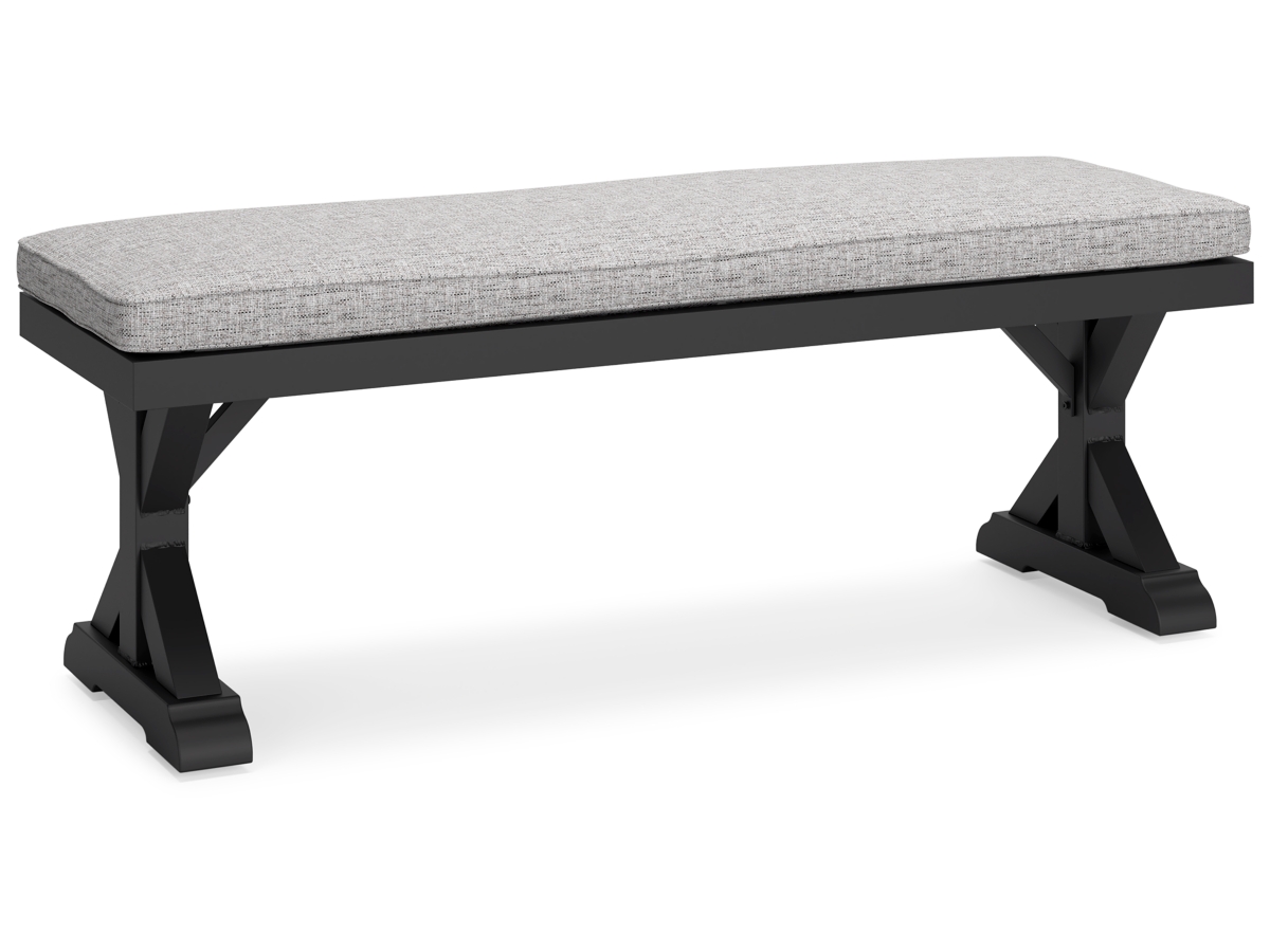 Beachcroft Outdoor Bench with Cushion - Black/Light Gray Beachcroft Outdoor Bench with Cushion - Black/Light Gray