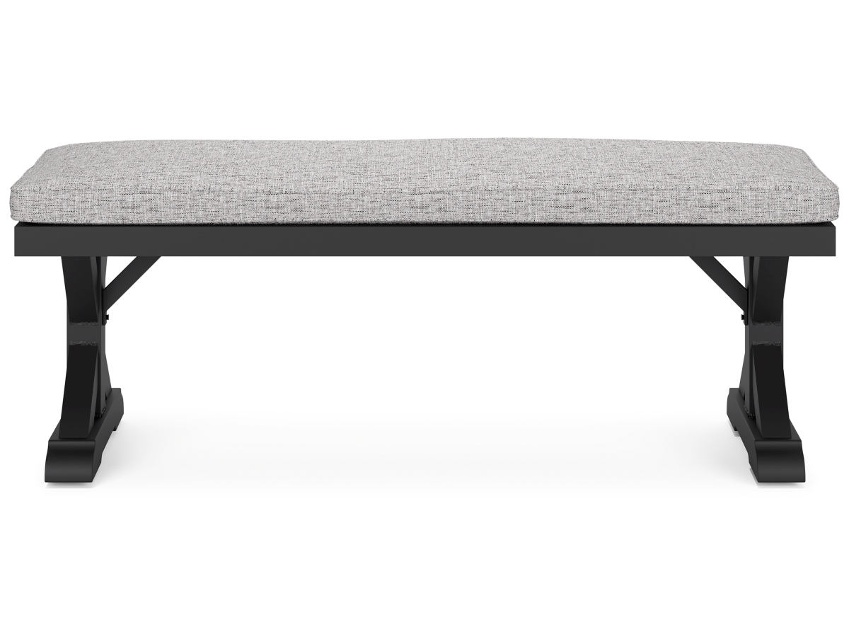 Beachcroft Outdoor Bench with Cushion - Black/Light Gray Beachcroft Outdoor Bench with Cushion - Black/Light Gray