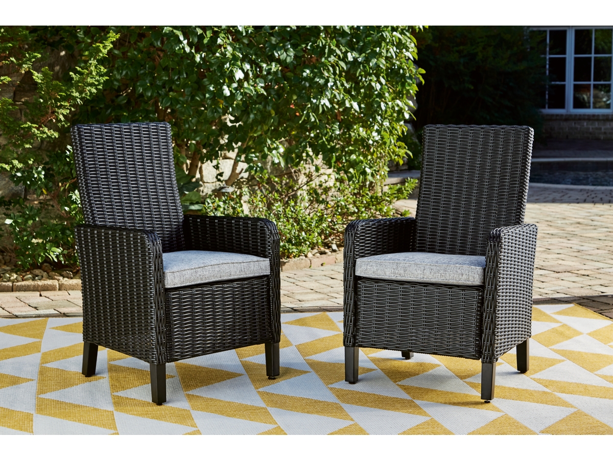 Beachcroft Outdoor Arm Chair with Cushion (Set of 2) - Black/Light Gray Beachcroft Outdoor Arm Chair with Cushion (Set of 2) - Black/Light Gray