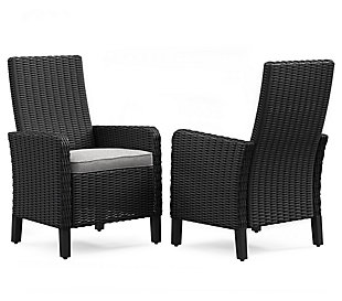 Beachcroft Outdoor Arm Chair with Cushion (Set of 2), Black/Light Gray, large