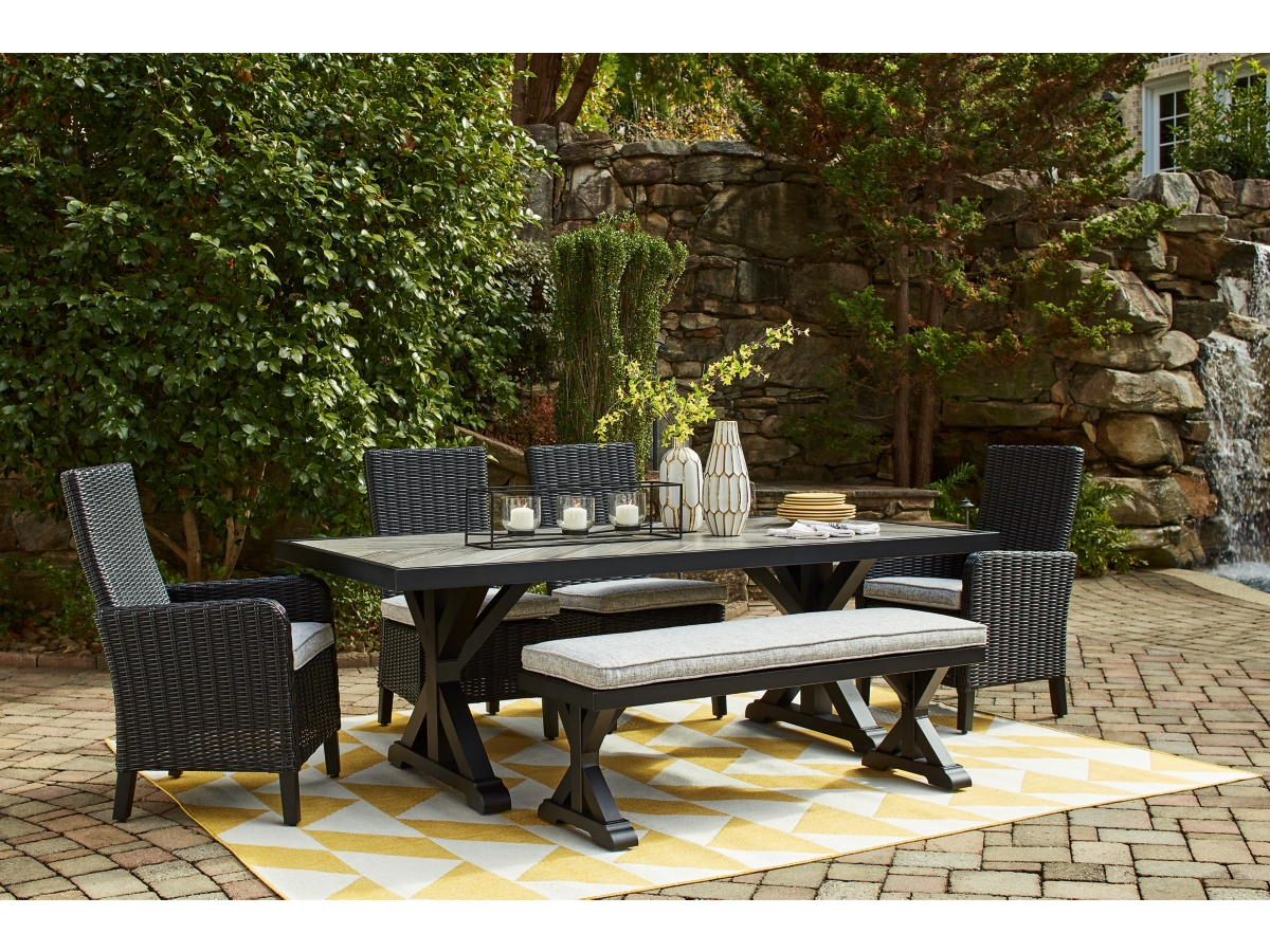 Beachcroft 6 Piece Outdoor Dining Set - Black/Light Gray Beachcroft 6 Piece Outdoor Dining Set - Black/Light Gray