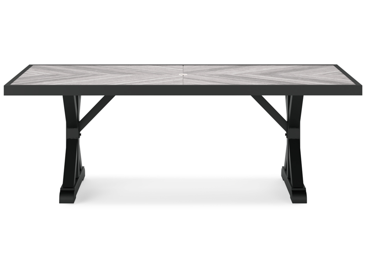 Beachcroft Outdoor Rectangle Dining Table - Black/Light Gray