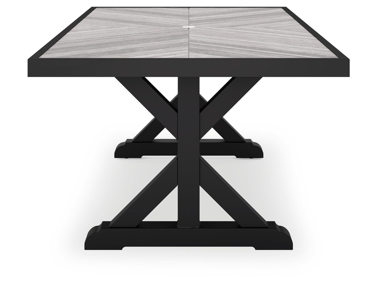 Beachcroft Outdoor Rectangle Dining Table - Black/Light Gray
