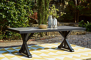 Beachcroft Outdoor Dining Table, Black/Light Gray, rollover