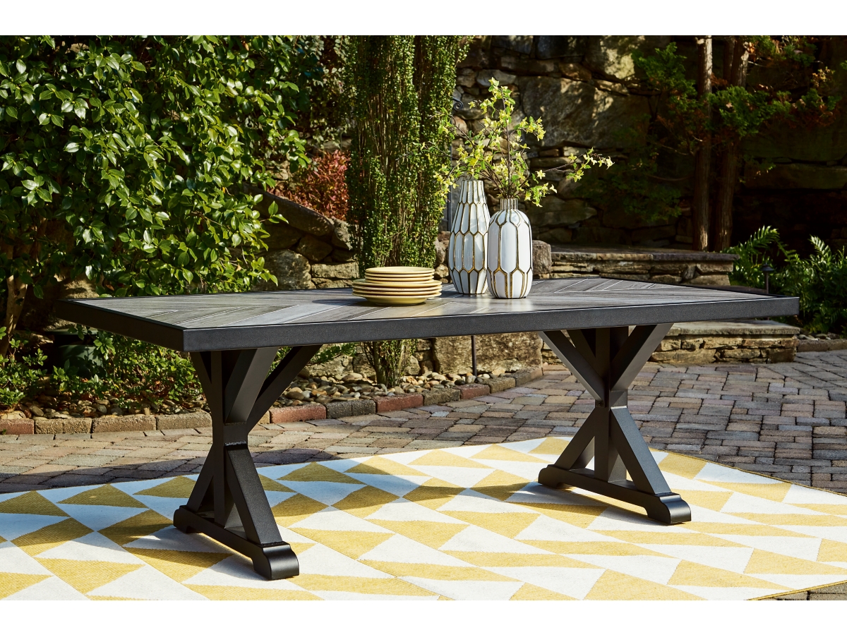 Beachcroft Outdoor Rectangle Dining Table - Black/Light Gray Beachcroft Outdoor Rectangle Dining Table - Black/Light Gray