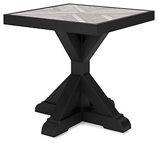 Beachcroft Outdoor End Table, Black/Light Gray, large