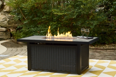Beachcroft Outdoor Fire Pit Table, Black/Light Gray, large