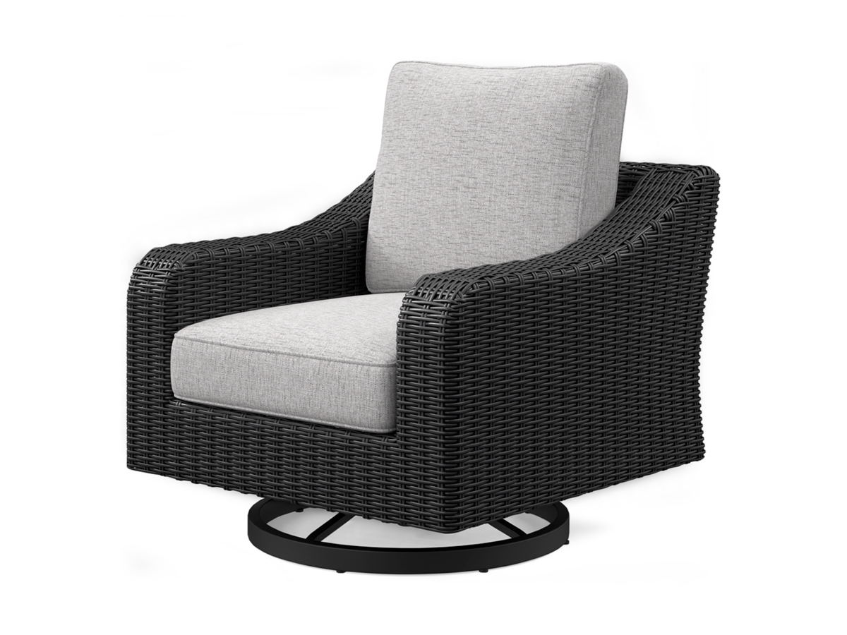 Beachcroft Outdoor Swivel Lounge Chair with Cushion - Black/Light Gray