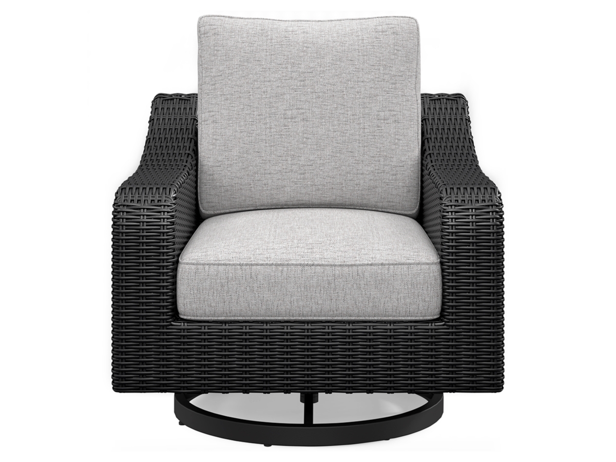 Beachcroft Outdoor Swivel Lounge Chair with Cushion - Black/Light Gray