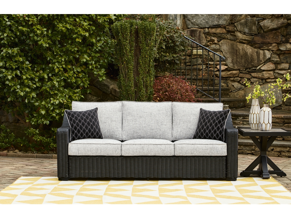 Beachcroft Outdoor Sofa with Cushion - Black/Light Gray Beachcroft Outdoor Sofa with Cushion - Black/Light Gray