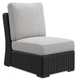 Beachcroft Outdoor Armless Chair with Cushion, Black/Light Gray, large