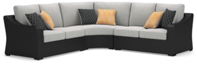 Beachcroft 3-Piece Outdoor Sectional, Black/Light Gray