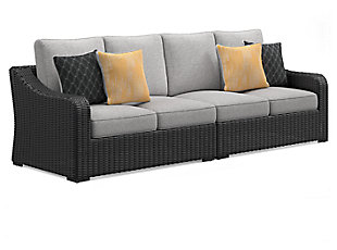 Beachcroft 2-Piece Outdoor Loveseat with Cushion, Black/Light Gray, large