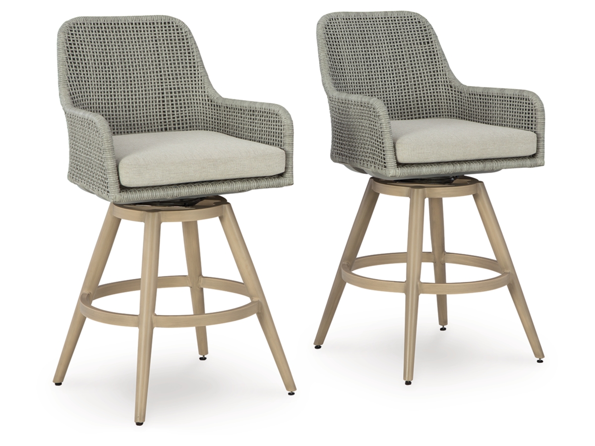 Seton Creek Outdoor Barstool (set of 2) - Beige/Gray Seton Creek Outdoor Barstool (set of 2) - Beige/Gray
