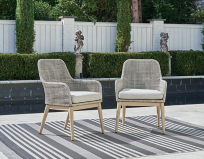 Seton Creek Outdoor Dining Arm Chair (Set of 2), Gray