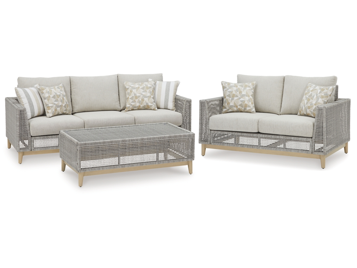 Seton Creek Outdoor Sofa and Loveseat with Coffee Table | Ashley