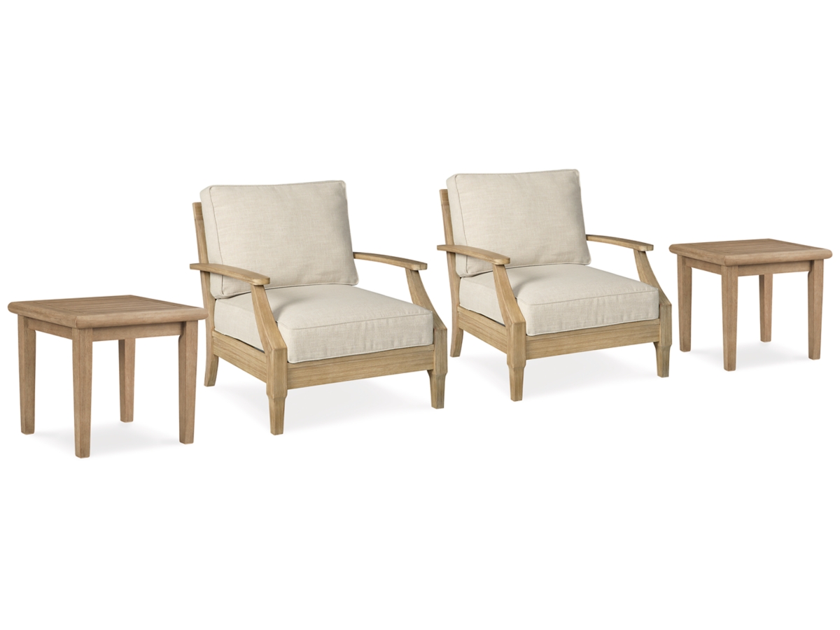 Ashley Clare View 2 Outdoor Lounge Chairs with 2 End Tables