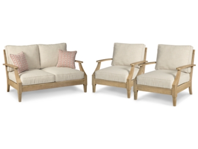 Clare View Outdoor Loveseat with 2 Lounge Chairs, Beige