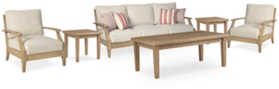 Clare View Outdoor Sofa and 2 Lounge Chairs with Coffee Table and 2 End Tables, Beige