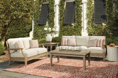 APG-P801-2P Clare View Outdoor Sofa and Loveseat, Beige sku APG-P801-2P