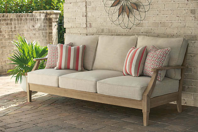 Clare View Nuvella Outdoor Sofa Ashley, Wood Outdoor Sofa With Cushions