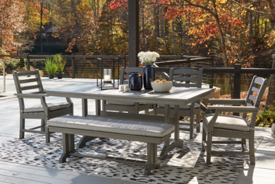 APG-P802-P6 Visola Outdoor Dining Table and 4 Chairs and Bench sku APG-P802-P6