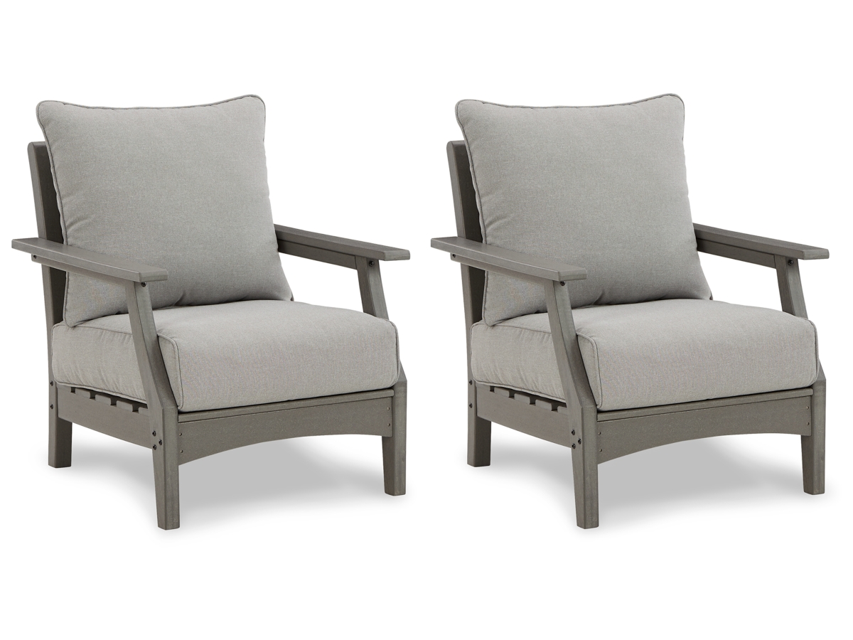 Visola Outdoor Lounge Chair with Cushion (set of 2) - Gray Visola Outdoor Lounge Chair with Cushion (set of 2) - Gray