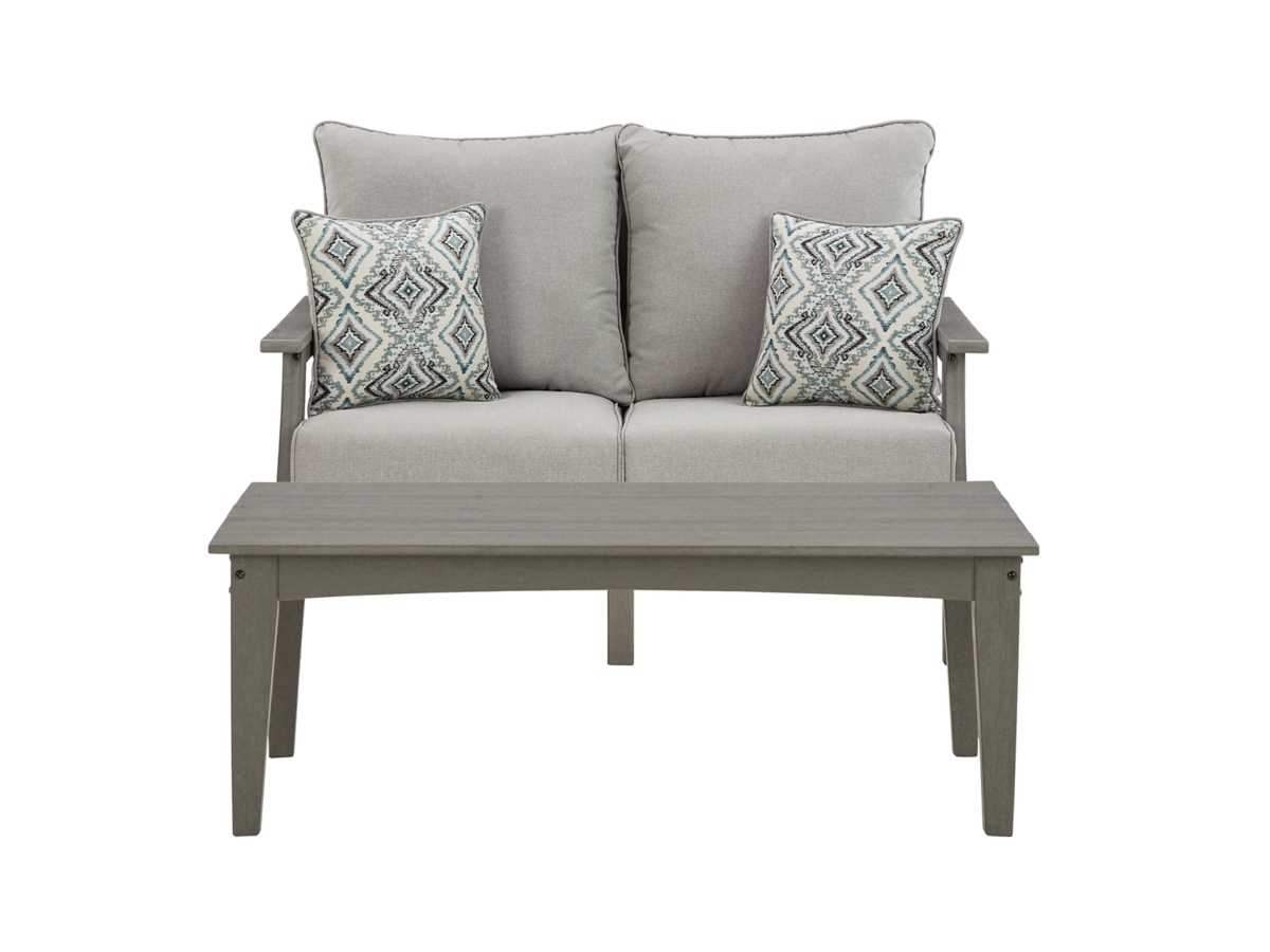 Ashley Visola Outdoor Loveseat with Coffee Table