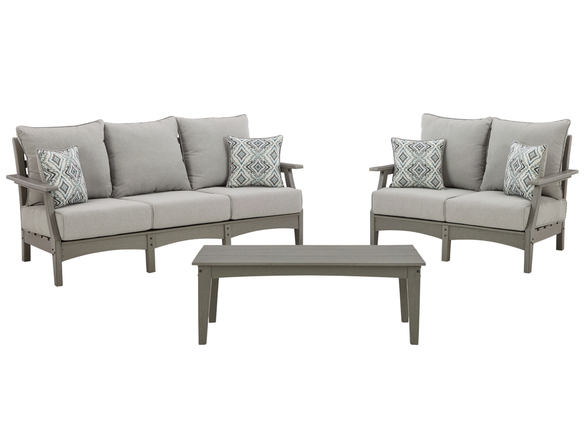 Ashley Visola Outdoor Sofa and Loveseat with Coffee Table