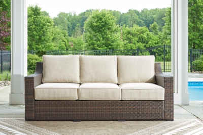 P814-838 Wellingtons Peak Outdoor Sofa with Cushion, Beige/ sku P814-838