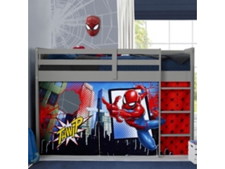 Delta Children Twin Low Loft Bed with Spiderman Tent/Curtain Set