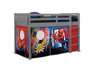 Delta Children Twin Low Loft Bed with Spiderman Tent/Curtain Set
