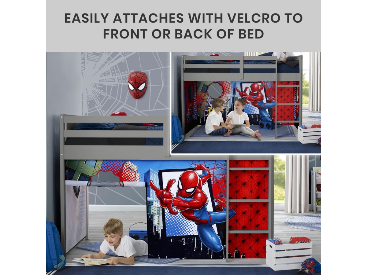 Delta Children Twin Low Loft Bed with Spiderman Tent/Curtain Set