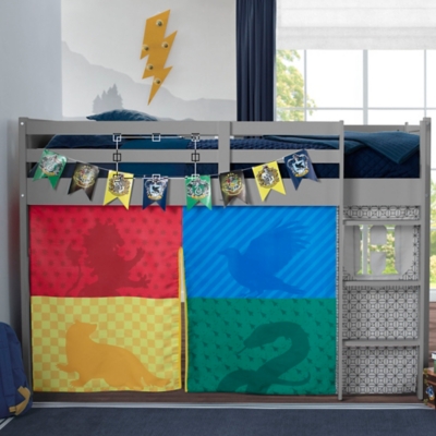 Delta Children Twin Low Loft Bed with Harry Potter Tent/Curtain Set, , rollover