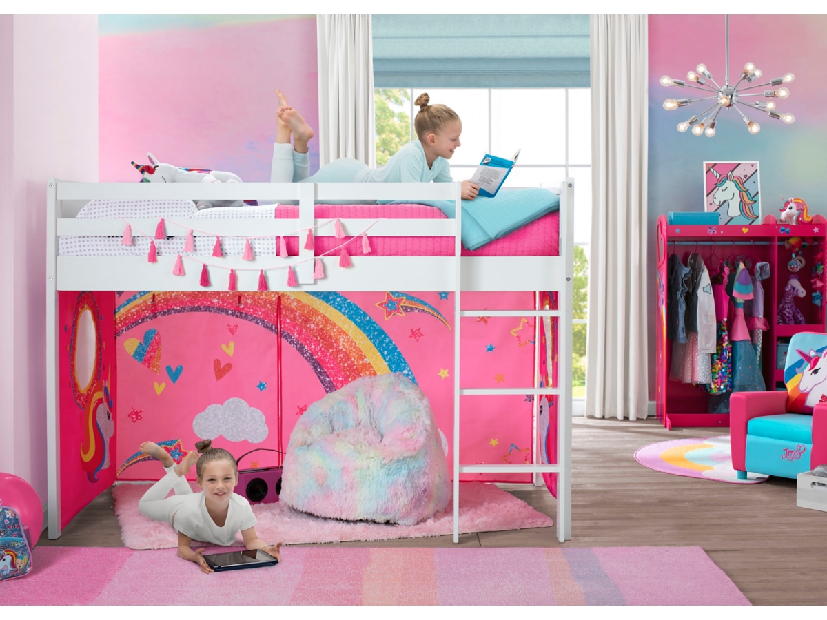 Delta Children Jojo Siwa Twin Low Loft Bed Bedroom Bundle Ashley