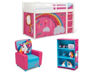 Delta Children Jojo Siwa Twin Low Loft Bed Bedroom Bundle