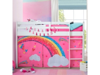 Delta Children Twin Low Loft Bed with Jojo Siwa Tent/Curtain Set