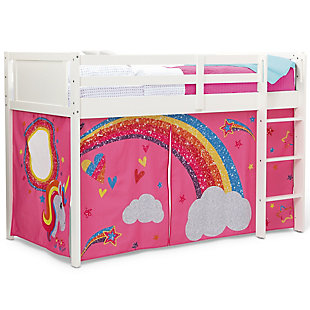 Delta Children Twin Low Loft Bed with Jojo Siwa Tent/Curtain Set, , large