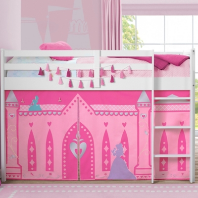 Delta Children Twin Low Loft Bed with Princess Tent/Curtain Set, , rollover