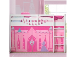 Delta Children Twin Low Loft Bed with Princess Tent/Curtain Set