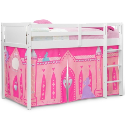 Delta Children Twin Low Loft Bed with Princess Tent/Curtain Set, , large