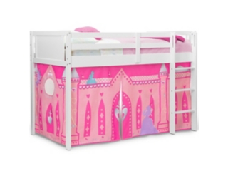 Delta Children Twin Low Loft Bed with Princess Tent/Curtain Set
