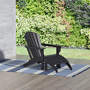 Westin Outdoor Elger Outdoor Adirondack Chair with Ottoman, Black, rollover