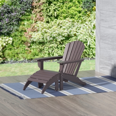 Westin Outdoor Elger Outdoor Adirondack Chair with Ottoman, Dark Brown, large